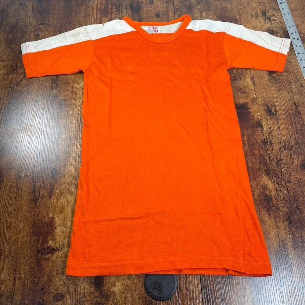 VINTAGE 70s Wilson Indians ? Baseball Jersey Size‎ Medium Orange White 60s 70s ?